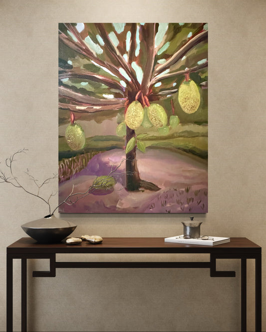 Jack Fruit Landscape Oil Painting (Jamaican Art)