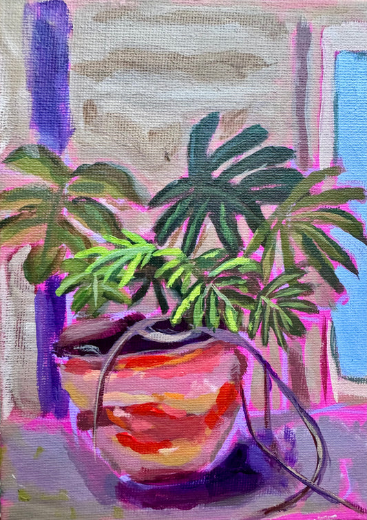 monstera plant painting original art