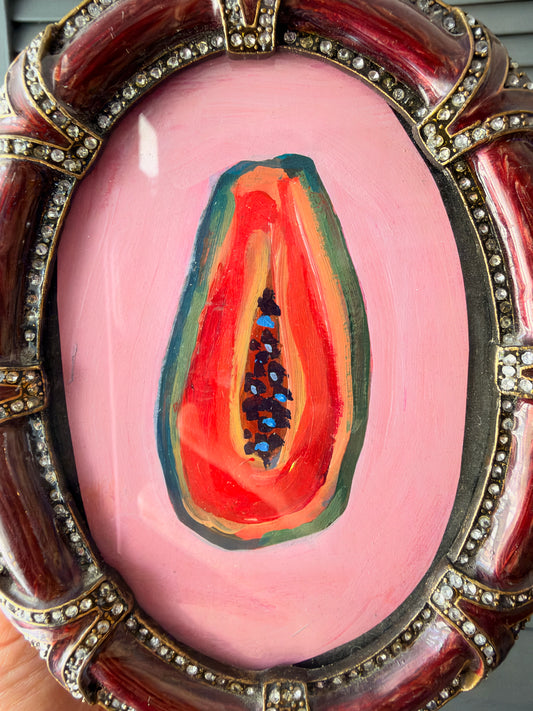 Papaya Painting in thrifted Frame