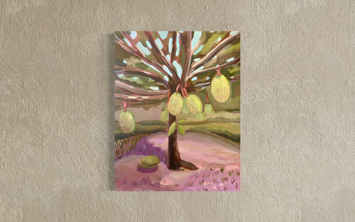 Jamaican Jackfruit Tree Painting 22X28 Inches Oil Painting