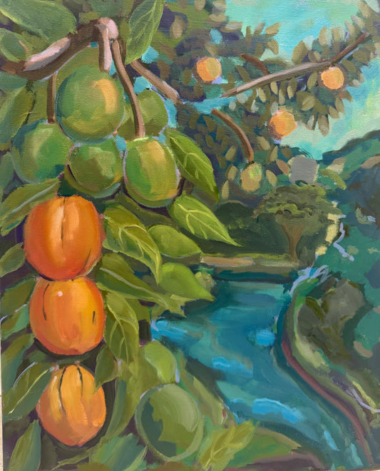 Mango Season Painting - 16x20 inches Acrylic & Oil on Canvas