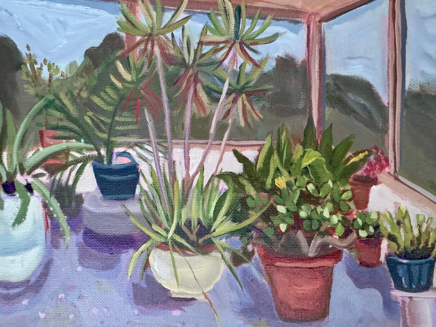 Greenhouse painting original art modern botanicals 