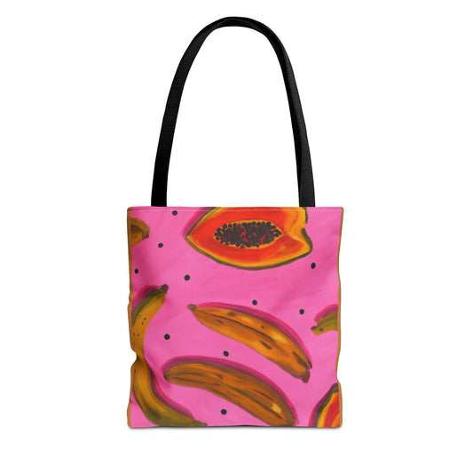 Tropical Fruit Tote Bag - Colorful Papaya & Banana Design, Eco-Friendly Shopping Bag, Summer Gift, Beach Accessory, Market Tote
