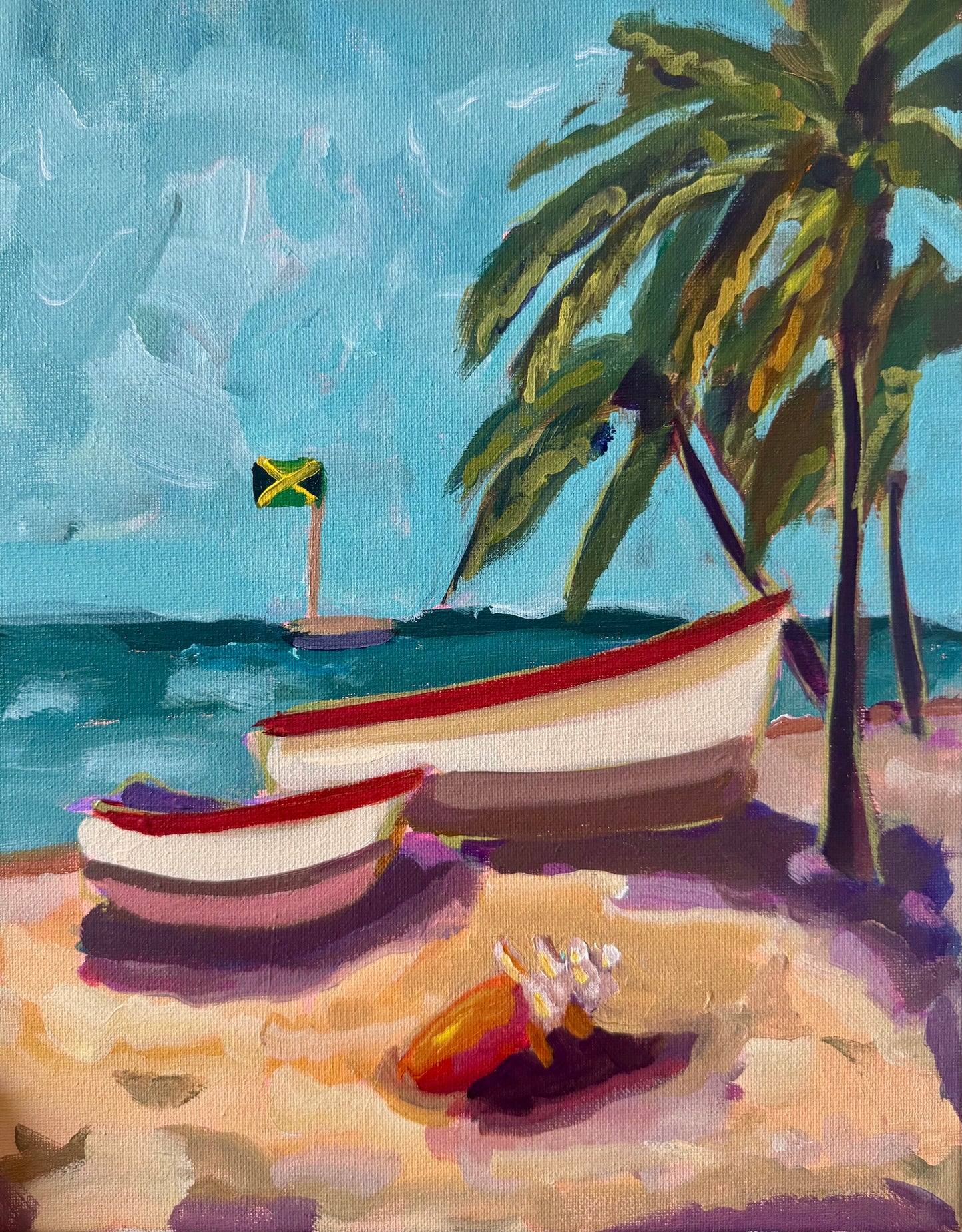 Jamaica Boat Day - Original Painting 11x14