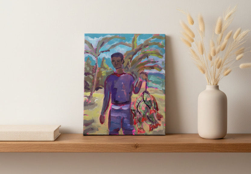 Fresh Fish on The Beach - 8x10 Original Painting