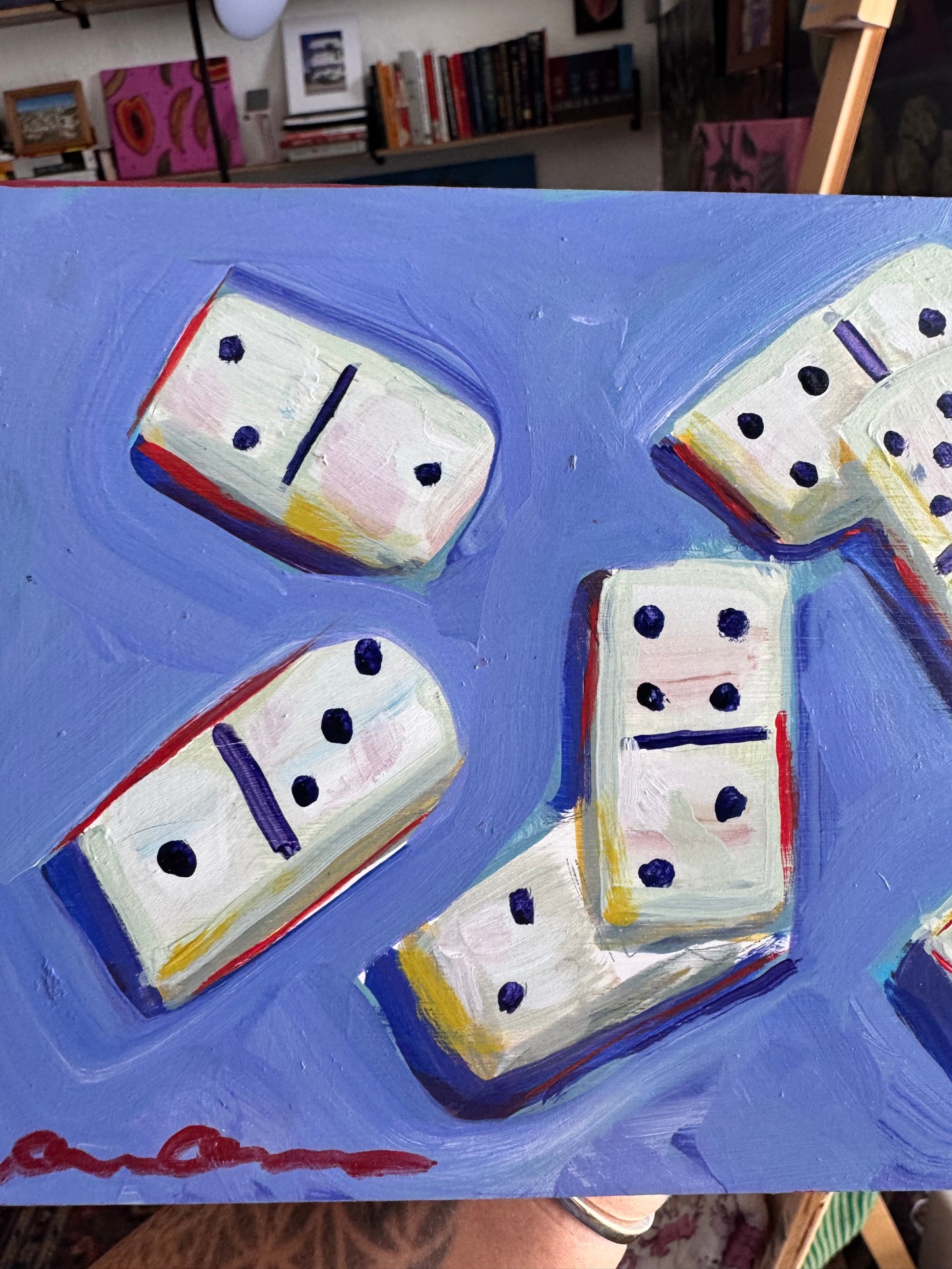 Domino Night - Original Painting 12x6