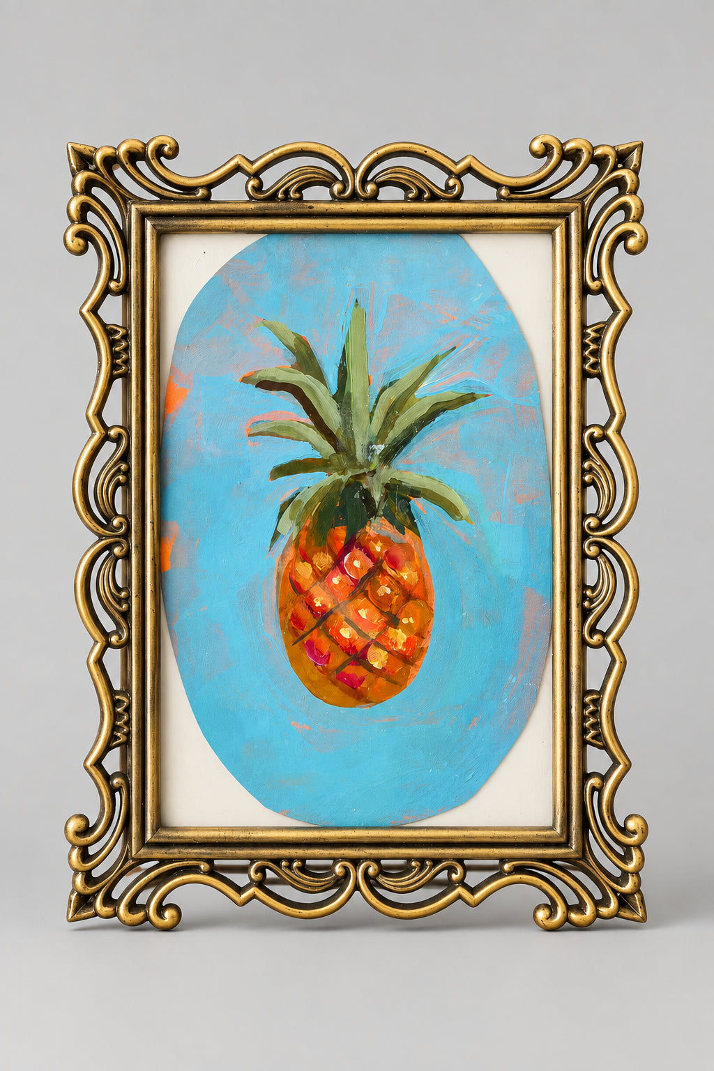 Pineapple painting in gold iron looking frame 
