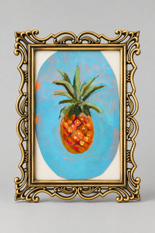 Pineapple painting in gold iron looking frame 